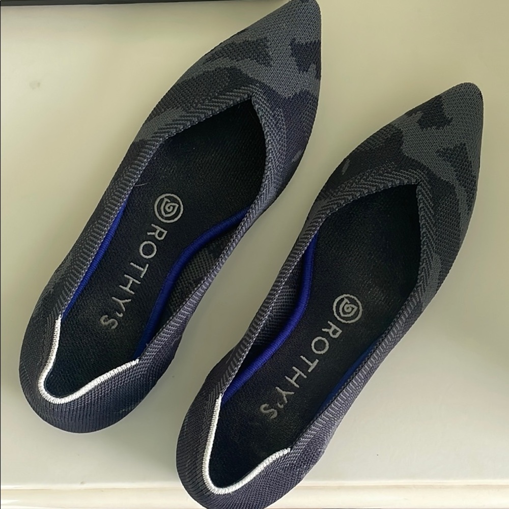 Rothy's Black Camo The Point Flats Slip-On